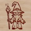 A medieval-style wizard stands in front of a mystical background, surrounded by magical symbols.