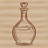 Illustrative design featuring a witch's potion bottle surrounded by spooky elements.