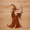 A fantasy wizard character in vector format, suitable for digital design and printing.