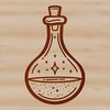 Magical Potion Bottle Illustration A mystical illustration of a witch's potion bottle surrounded by magical symbols and gothic elements.