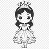 A young female character in a royal dress with a crown, depicted as a vector graphic.