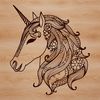 Whimsical Unicorn Head Design A digital illustration of a unicorn's head, featuring a mythical creature from fairy tale mythology.