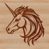 Illustration of a mythical unicorn's head with intricate design elements.