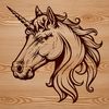 A digital illustration of a mythical unicorn with a detailed head and body.