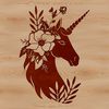 A mythical creature with a floral head and magical features, designed as a vector art image.