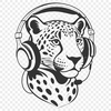 Wild Cat Silhouette with Spots A large, wild cat with distinctive spots and a powerful build.