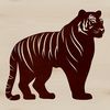 Vector Tiger Design - Standing Big Cat A detailed illustration of a tiger standing upright with its body facing forward.