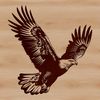 A detailed illustration of a majestic eagle in flight, with wings spread wide.