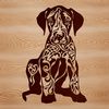 Beautiful Canine Clip Art SVG Large breed dog sitting on a surface, ideal for graphic design projects.