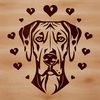 Love Heart Dog Breed Vector Icon Illustrative Great Dane dog with love hearts on its head, ideal as clip art for vector designs.