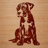 Adorable Large Dog Clip Art Large breed dog sitting on the floor, with detailed illustration suitable for vector art or clip art designs.