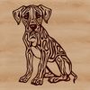Lovable Great Dane Breed Dog Silhouette A large breed dog sitting on its haunches, depicted in a detailed vector design.