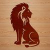 Wild Big Cat Portrait A realistic illustration of a lion sitting on its haunches, showcasing its majestic features as a big cat.