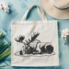 Large Moose Vector Art Design An illustration of a large wild animal, a North American moose, depicted in a relaxed posture.