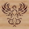 A stylized illustration of the mythical creature known as the Phoenix, depicted in intricate detail.