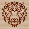 A close-up illustration of a tiger's head with intricate details, suitable for vector art design projects.