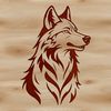 Wolf Head Silhouette in SVG Format A detailed illustration of a wolf's head in a vector format.