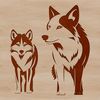 Detailed Wolf Vector Design A detailed illustration of a wolf in various poses, designed as a vector graphic for digital art and design.