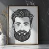 Bearded Man Line Drawing Vector Graphic A simple line drawing illustration of a male figure with a beard, suitable for vector graphics and digital cutting.