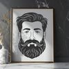 Illustrative Male Portrait A digital illustration of a male figure with facial hair.