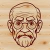 A stylized illustration of a man in a simple outline design.