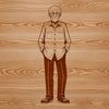 A simple line art illustration of an adult male figure.