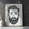 Bearded Male Figure Vector Graphics An illustration of a man with a beard in a vector format.