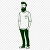 Groomed Gentleman Vector Image Male figure with a well-groomed beard in a vector illustration.