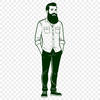 Simple Male Figure Icon A male figure with facial hair depicted in simple vector lines.