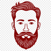 Male Portrait in Simple Vector Style A male figure with a beard in a simple, vector illustration style.