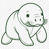 Illustration of a manatee swimming in the ocean, suitable for commercial or personal use.