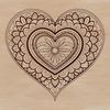 A intricate geometric design featuring a stylized heart shape at its center.