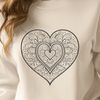 Free Printable Mandala Art A detailed vector mandala design featuring a heart shape, suitable for digital printing or cutting with a laser cutter.