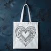 Vibrant Geometric Love Symbol A geometric mandala design featuring a stylized heart shape in vibrant colors.