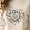 Mandala Pattern Love Symbol A intricately designed mandala heart pattern suitable for various cutting machines and digital designs.