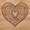 A colorful mandala design featuring a stylized heart shape, suitable for vector graphics and cutting machine projects.