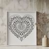 Intricate Floral Heart Design A detailed, intricately designed mandala heart with floral patterns, suitable for vector art projects.