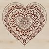 A detailed, geometric design featuring a heart shape at its center, made up of interconnected patterns and shapes.