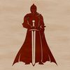 Free Vector Art of a Knight's Suit A medieval knight in armor, with sword and shield, illustrated as a vector graphic.