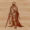 A medieval knight in armor, suitable for fantasy design and clip art.