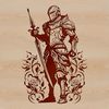 Elegant Knight Vector Art Ornate medieval knight with floral details depicted in vector format.
