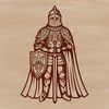 Ornate Medieval Warrior SVG Illustration A medieval knight illustrated in ornate detail.