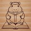 A semi-aquatic rodent from South America reading a book, depicted in a digital vector format.