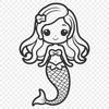 Enchanting Underwater Nymph A mythical underwater creature with human upper body and fish tail, rendered as a vector graphic.