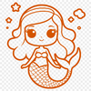 A detailed illustration of a mythical mermaid with flowing hair and tail.