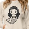 Underwater Mermaid Clip Art A mythical sea creature with a human upper body and fish tail, suitable for cutting machine projects.