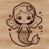 Enchanting Underwater Maiden Illustrative mermaid design with flowing locks and shimmering scales.