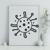 Single Cell Bacterial Graphic A microscopic illustration of a single bacterial cell with detailed features.