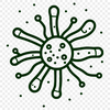 A detailed illustration of a single bacterium with simple shapes and lines.