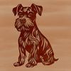 Detailed Portrait of a Miniature Schnauzer Close-up illustration of a Miniature Schnauzer sitting on a background with details.